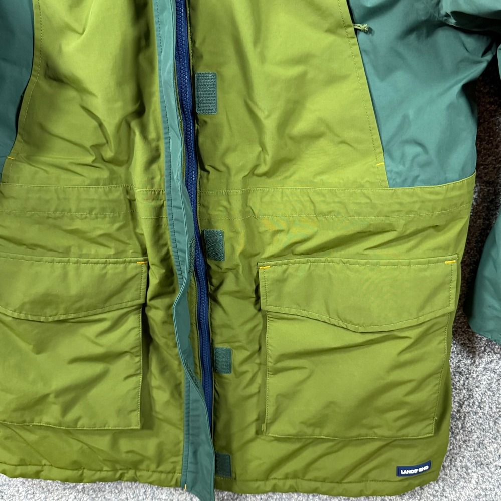 Lands End Squall Parka Jacket Green Hooded Insulated L 14-16 - Picture 13 of 16